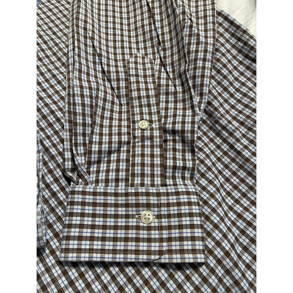 Ralph Lauren Performance Button Down Shirt 2XLT Brown Blue Plaid Lightweight - Picture 3 of 7